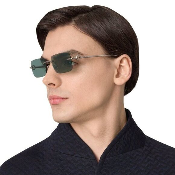 Gucci Women Sunglasses Silver Green Mirror Rectangle GG1703S 002 BRAND NEW main image 15